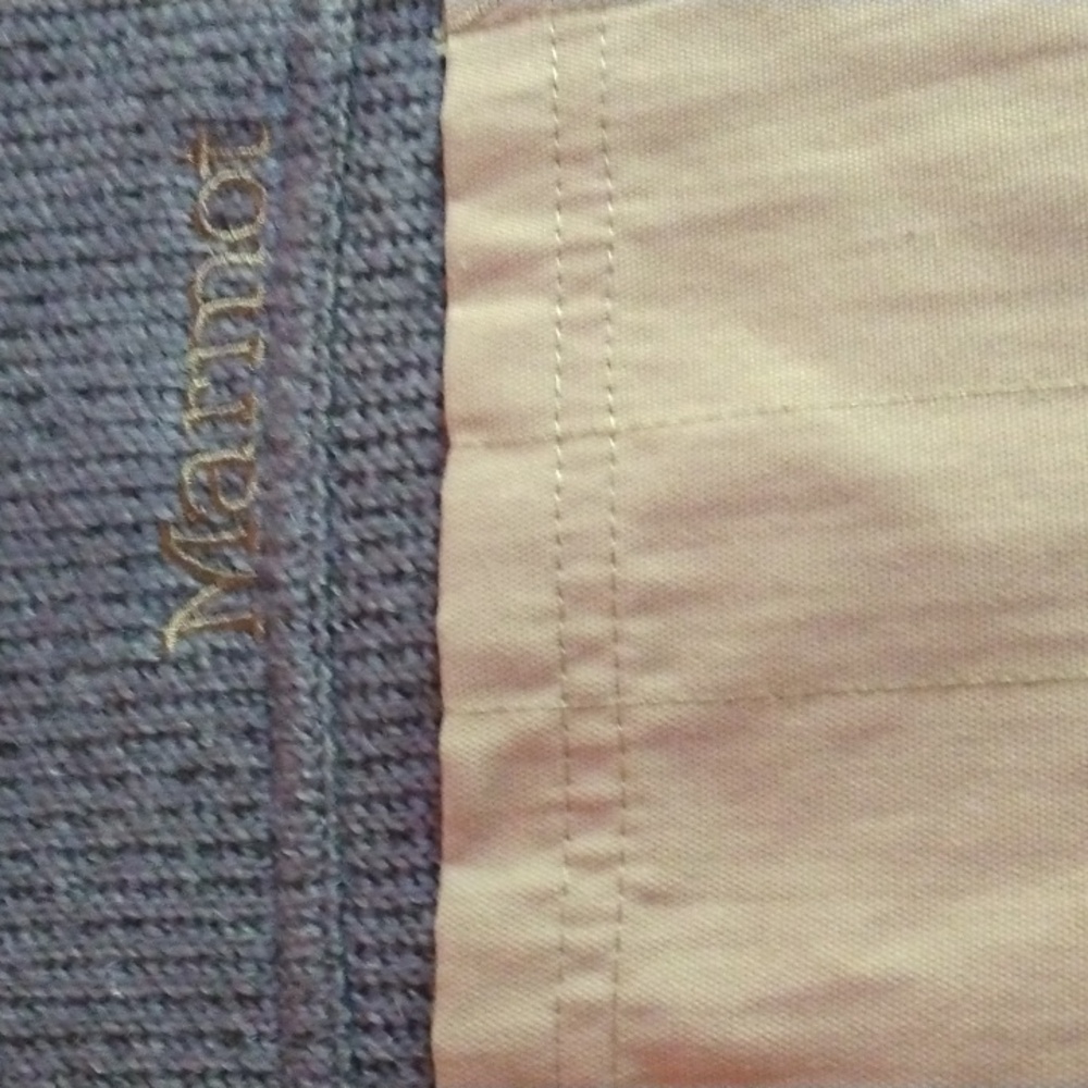 Men's Marmot gray and tan wool blend zippered jacket with pockets